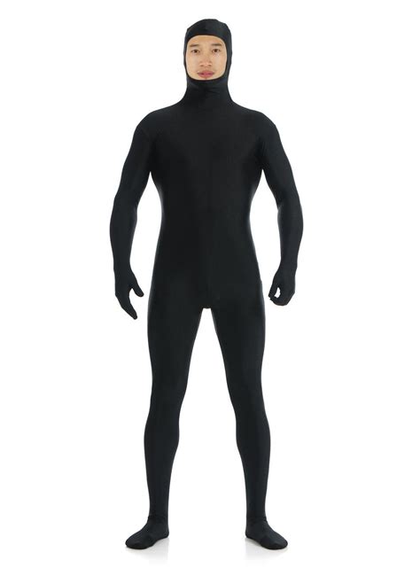 Justincostume Spandex Open Face Full Bodysuit Zentai Suit L Black Full Body Suit Spandex