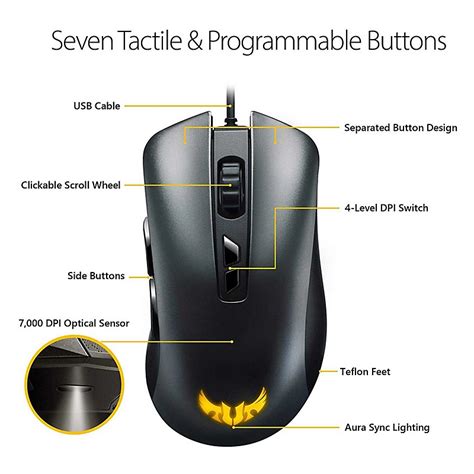 Buy Asus Tuf Gaming M3 Ergonomic Wired Rgb Gaming Mouse With 7000 Dpi