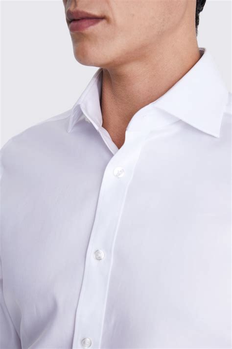Tailored Fit White Double Cuff Twill Shirt Buy Online At Moss