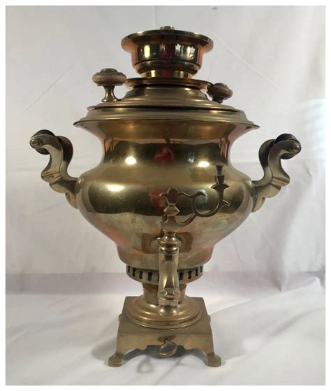 Decorative Antique Imperial Russian Brass Samovar Late 19th Century
