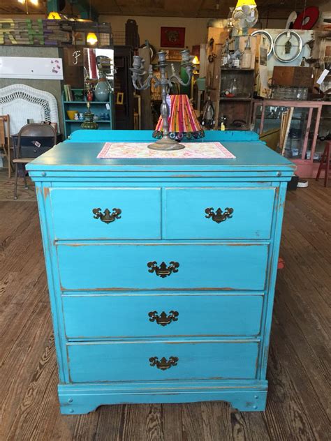 Chest Of Drawers Distressed In American Paint Company Beach Glass