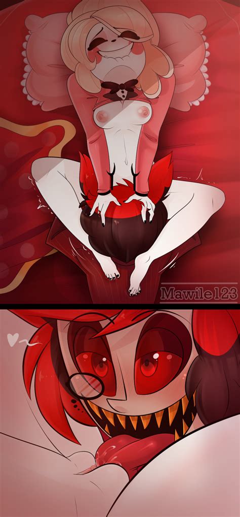 Rule 34 Alastor Hazbin Hotel Blonde Hair Blush Breasts Charlie