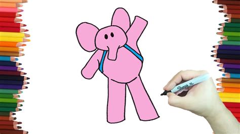 How To Draw Easily Elly From Pocoyo Step By Step Youtube