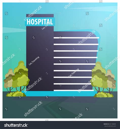 Hospital Modern Building Flat Style Isolated Vetor Stock Livre De