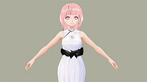 3d Model Anime Character 3d Rigged T Pose Expressions Marika Asian Girl
