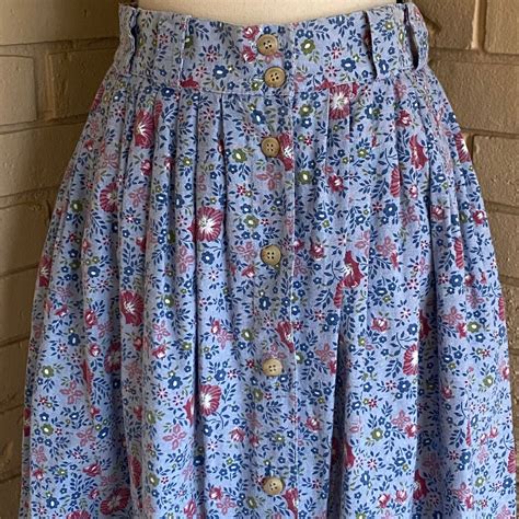 Vintage Floral Cotton Pleated Midi Skirt Cottage Core Prairie Etsy
