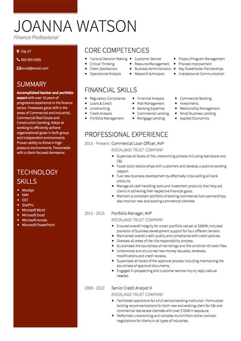 Fix your cv and land your dream job now! Banking CV Examples & Templates | VisualCV