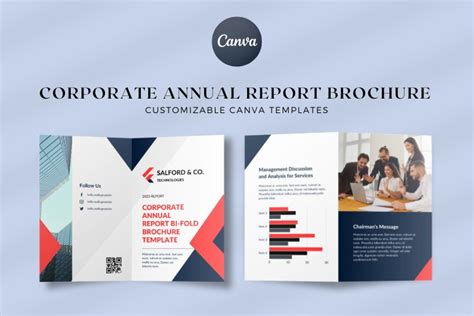 Corporate Annual Report Bi Fold Brochure Canva Template
