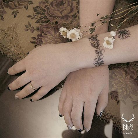 Floral Wristband Tattoo