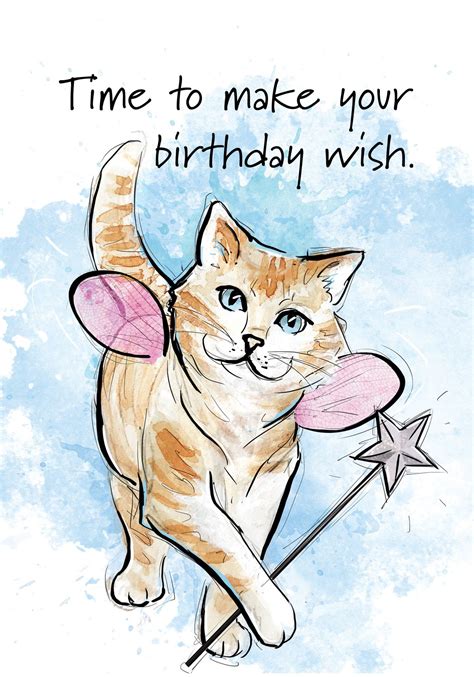 Time To Make Your Birthday Wish Cat Birthday Card Cat Birthday