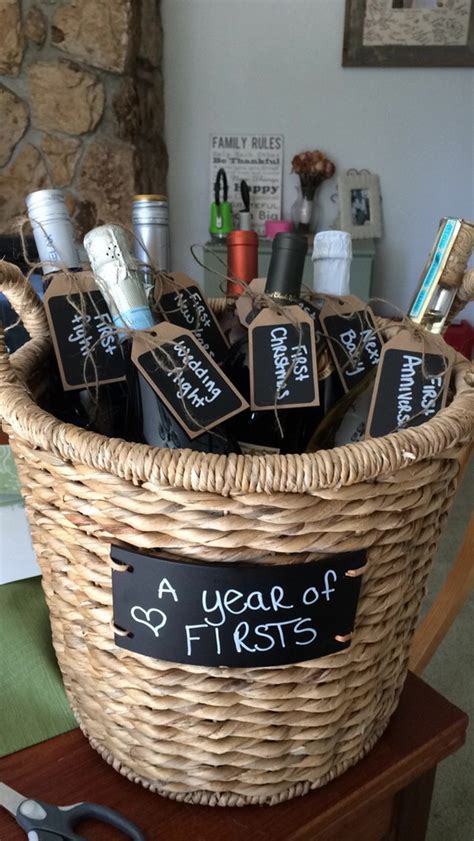A Year Of Firsts With Bottles Of Wine Bridal Shower T