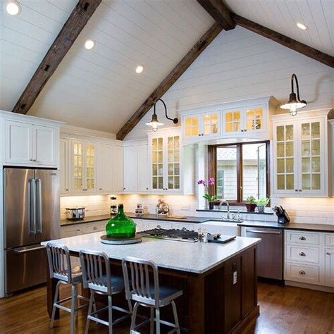 Kitchen with exposed beam vaulted ceiling the benefits of vaulted. Hello beautiful. #kitcheninspiration | Vaulted ceiling ...