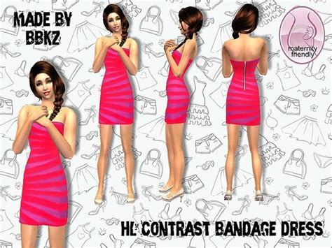 The Sims Resource Hl Contrast Bandage Dress