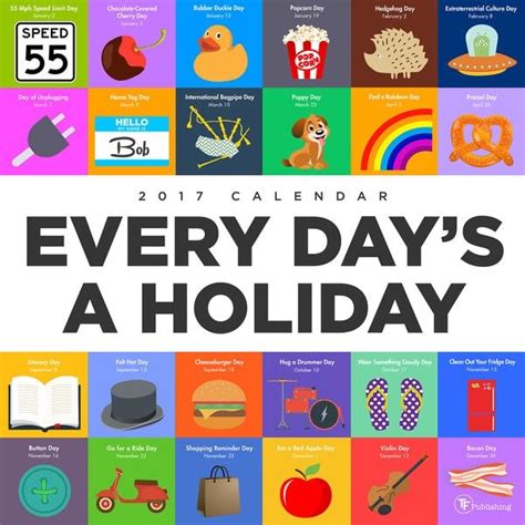 Every Days A Holiday 2017 Multicolored Paper Wall Calendar 19049953