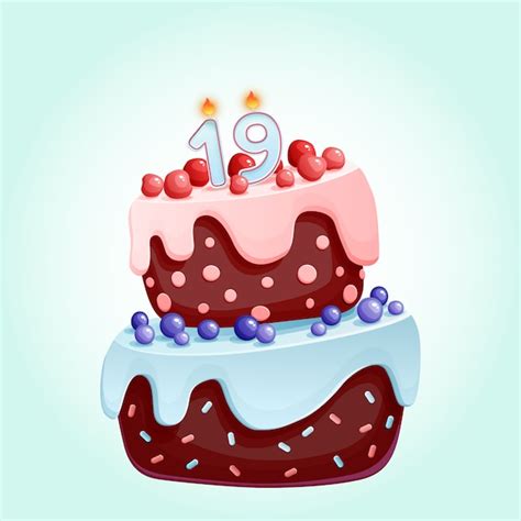 Premium Vector Cute Cartoon Birthday Festive Cake With Candle Number