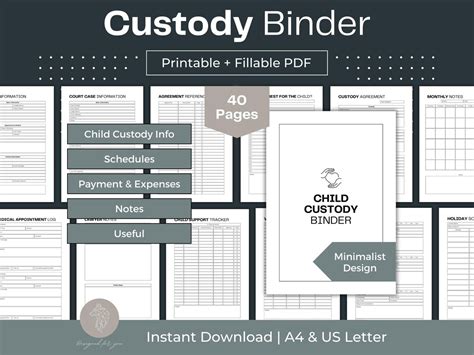 Custody Binder Printable Child Custody Planner Co Parenting Planner