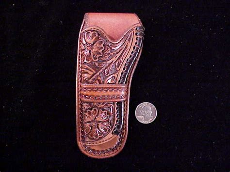 Brown Hand Tooled And Laced Left Hand Leather Holster For 47 Scale