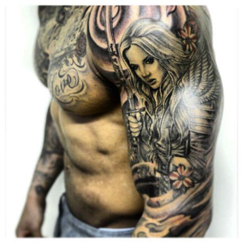 Guardian Angel Sleeve Tattoo Angel Sleeve Tattoo Half Sleeve Tattoo Angel Tattoo Men Tattoo