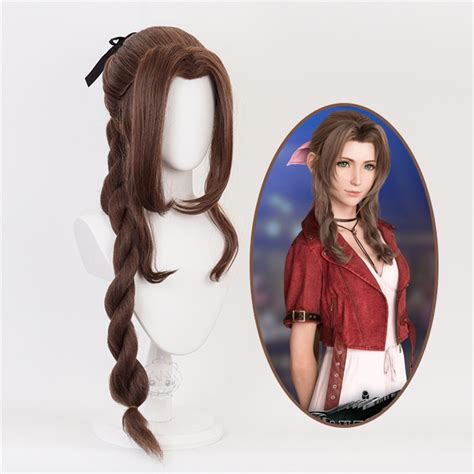 Final Fantasy Vii Aerith Gainsborough Cosplay Wigs Brown Long Curly