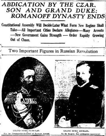 Leader (czar) of russia during revolution, began losing support and abdicated after march revolution, him and his family murdered by. Russian Revolution timeline | Timetoast timelines
