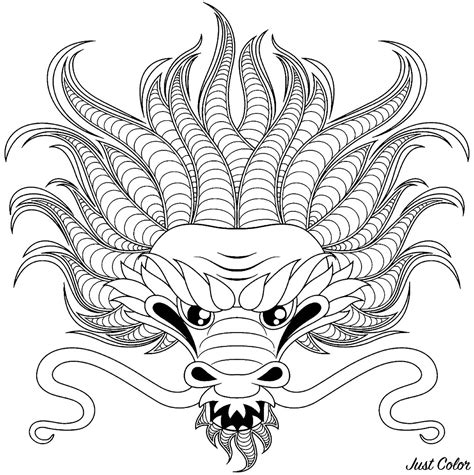 Dragon Head Dragons Adult Coloring Pages