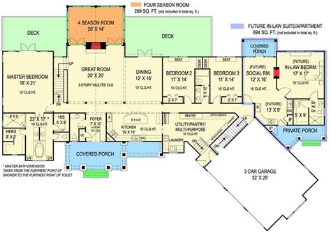 Multigenerational house plans, master on the main house plans, adu house plans, mother in law house plans, portland house plans, two master suites. Plan 12277JL: Rustic Ranch With In-law Suite | New house ...