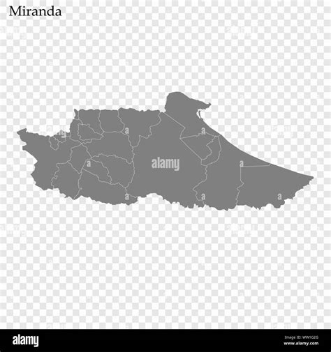 High Quality Map Of Miranda Is A State Of Venezuela With Borders Of