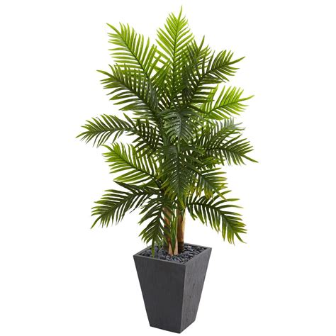 Nearly Natural Indoor 55 Ft Areca Palm Artificial Tree In Slate