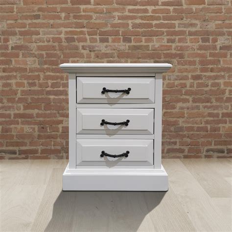 White 3 Drawers Bedside Table White Bedside Shabby Chic