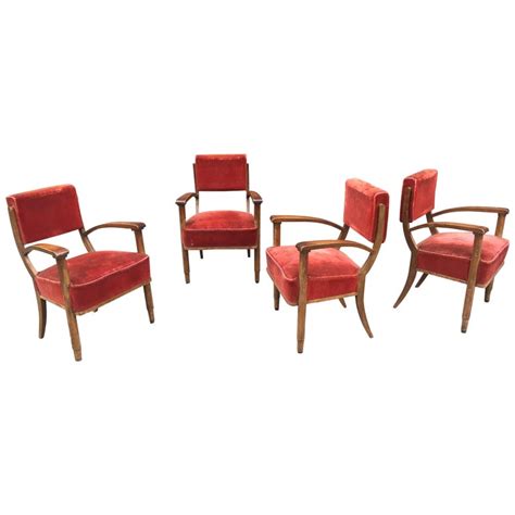 Four Art Deco Armchairs In The Style Of Eugène Printz Circa 1940 For