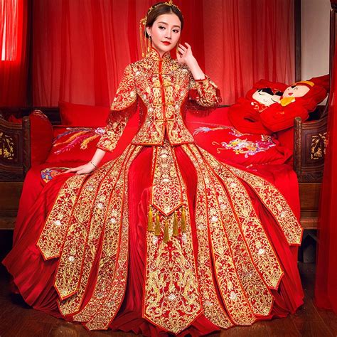 Buy Oriental Chinese Traditional Wedding Dress Women Phoenix Embroidery