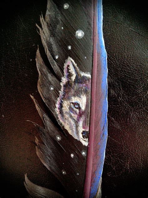 Painted Feather Star Wolf Feather Painting Feather Art Feather