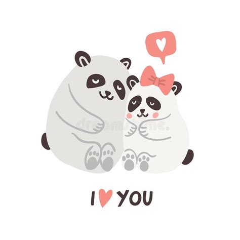 Vector Illustration Cute Pandas Couple In Love Stock Vector
