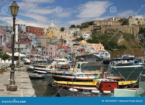 Village Of Marina Corricella Procida Island Mediterranean Sea