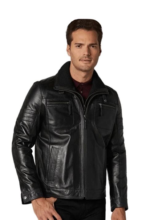 Hudson Mens 100 Real Black Leather Classic Jacket
