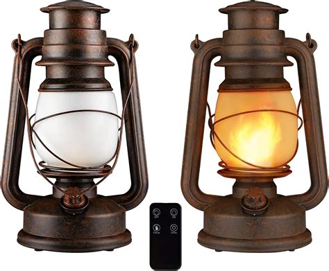 Led Vintage Lantern Battery Operated Realistic Flicker Flame Hanging
