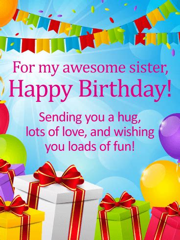 For my Awesome Sister - Happy Birthday Wishes Card | Birthday