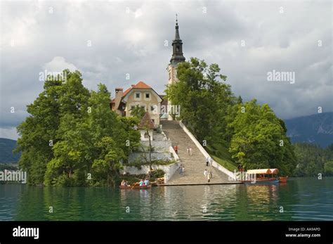 Slovenia Lake Bled Bled Island Church Of The Assumption View From