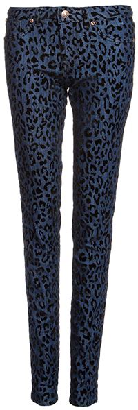 Velvet Leopard Skinny Jeans In Navy DAILYLOOK