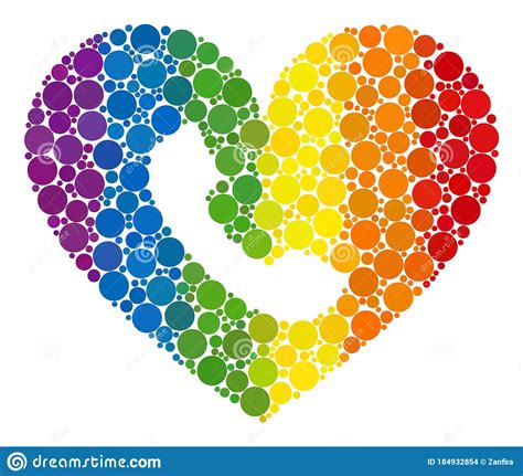 Rainbow Phone Heart Composition Icon Of Round Dots Stock Vector