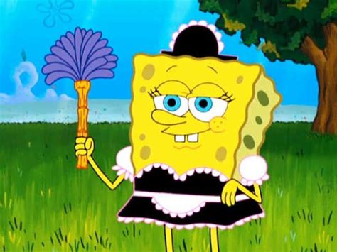 Spongebob in a maid outfit! | Spongebob, Painting memes, Art
