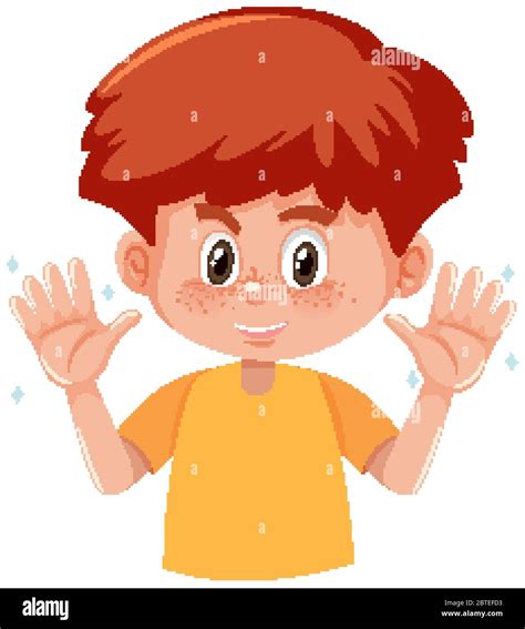 Healthy Boy With Clean Hands Illustration Stock Vector Image And Art Alamy