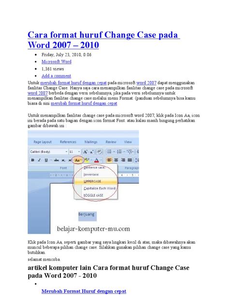 Cara Format Huruf Change Case Pada Word 2007 Pdf