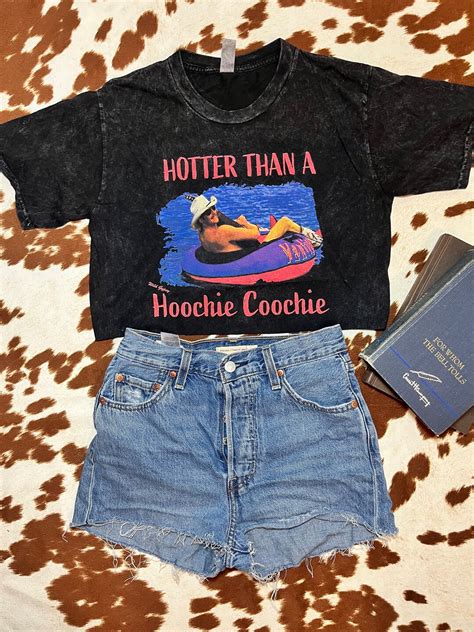 Hotter Than A Hoochie Coochie Vintage Black Crop Top Etsy