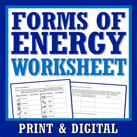 Forms Of Energy Worksheet Flying Colors Science