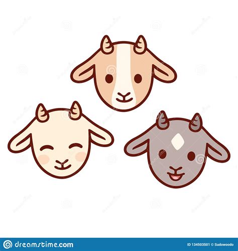 Cute Baby Goats Set Stock Vector Illustration Of Girl