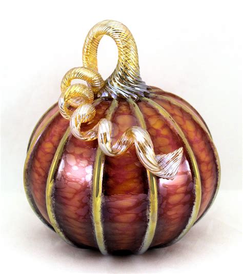 Large Harvest With Gold Stripes Pumpkin By Ken Hanson And Ingrid Hanson