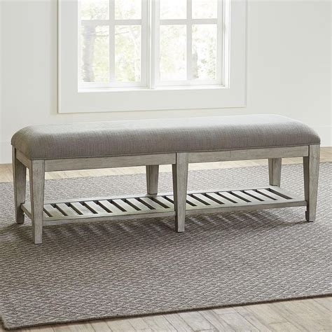 Libby Haven Transitional Upholstered Bed Bench With Shelf Walkers