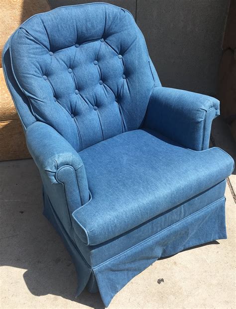 Uhuru Furniture And Collectibles Blue Swivel Rocking Chair 65 Sold