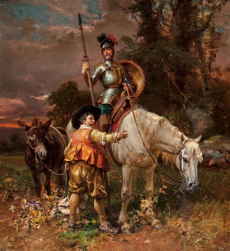 Don Quixote And Sancho Panza Painting Cesare Augusto Detti Oil Paintings